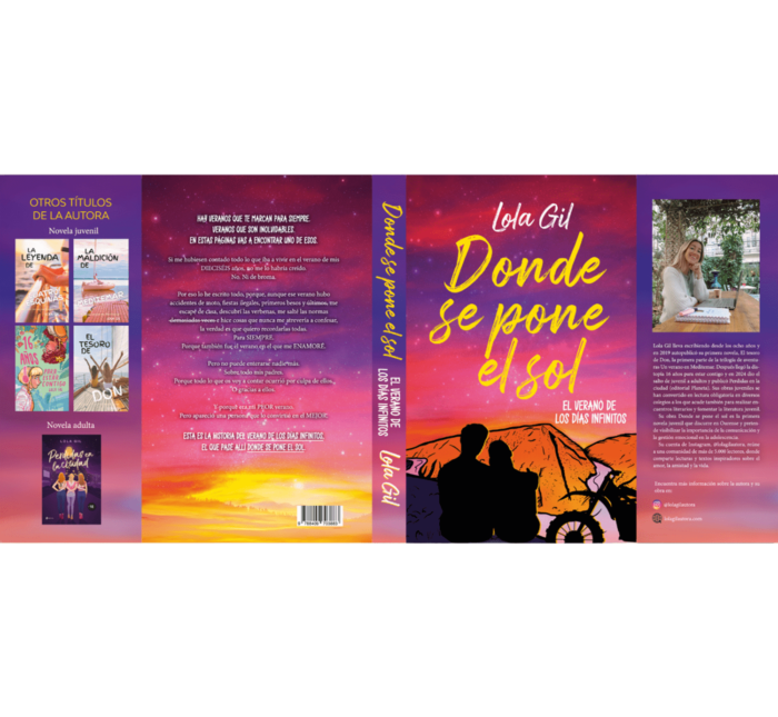 Cubierta novela juvenil Donde se pone el sol - El verano de los días infinitos de la autora Lola Gil