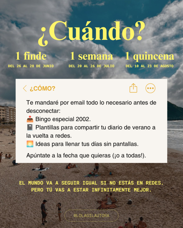 Cómo desconectar de las redes sociales - reto Lola Gil